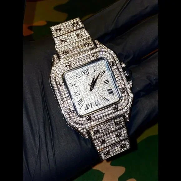 Mens Custom Fully Ice out Sport Iced Cz VVS Quality Stainless Steel Fully Bling